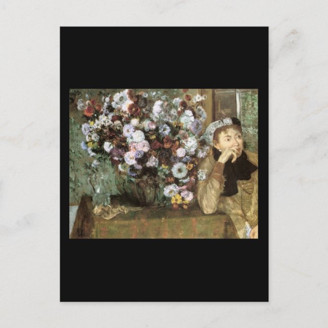 Frau mit Chrysanthemum Postkarte (Vorderseite)