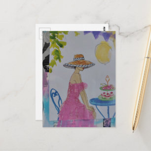 Frau mit Cupcakes Collage Postkarte