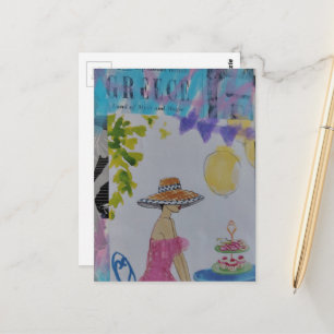 Frau mit Cupcakes Griechenland Collage Postkarte