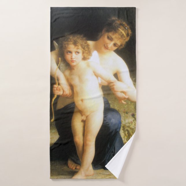 Frau mit Cupid, Bouguereau Badehandtuch (Badehandtuch)