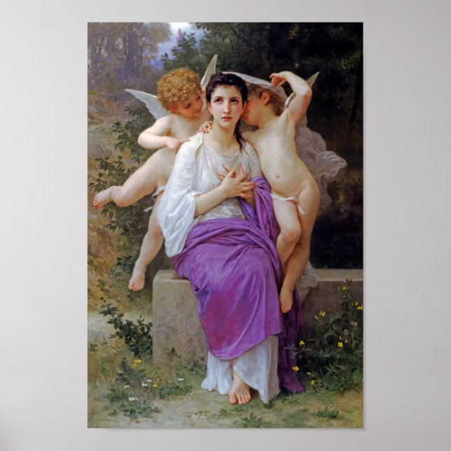 Frau mit Cupid, Bouguereau Poster (Vorne)
