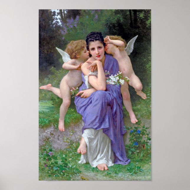 Frau mit Cupid, Bouguereau Poster (Vorne)