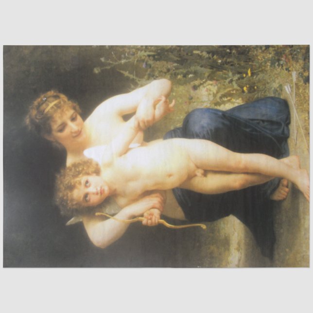 Frau mit Cupid, Bouguereau Seidenpapier (Vorderseite)