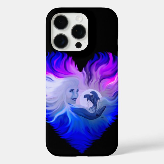 Frau mit Delphinen im Mondschein iPhone 16 Pro Hülle (Rückseite)