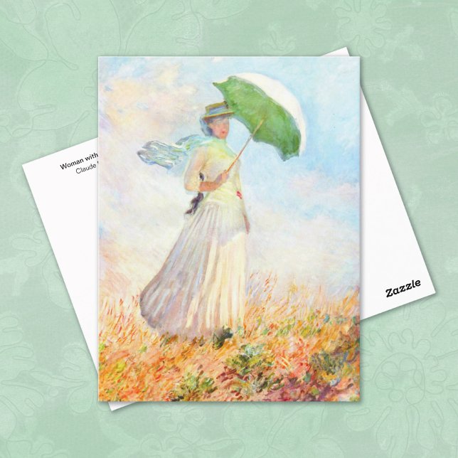 Frau mit dem Parasol Claude Monet Postkarte (Von Creator hochgeladen)