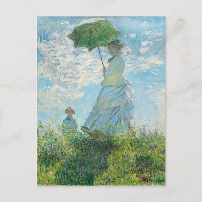 Frau mit dem Parasol Claude Monet Postkarte (Vorderseite)