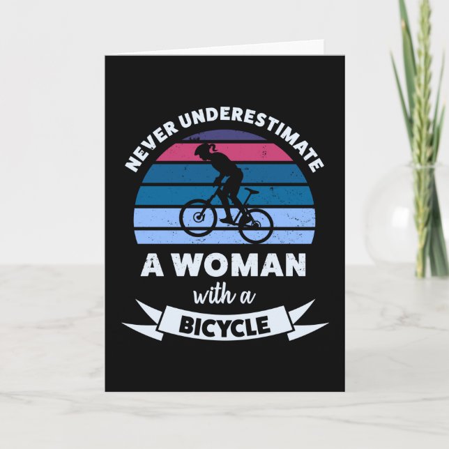 Frau mit einem Fahrrad Die sonnige Mama Geschenk E Karte (Vorderseite)
