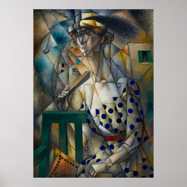 Frau mit einem Fan von Jean Metzinger Poster (Vorne)