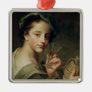 Frau mit einem Glas Wein Ornament Aus Metall