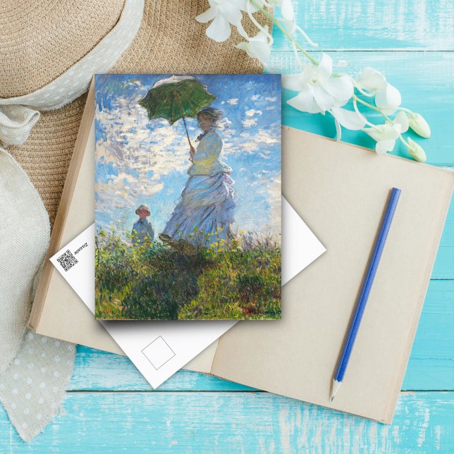 Frau mit einem Parasol, Frau Monet, schöne Kunst Postkarte (Von Creator hochgeladen)
