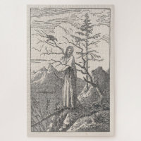 Frau mit einem Raben am Abgrund - Friedrich