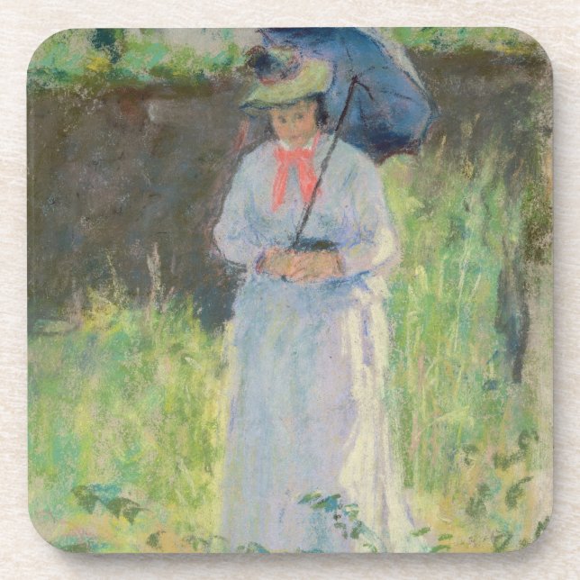Frau mit einem Sonnenschirm (Pastell auf Papier) Getränkeuntersetzer (Vorderseite)