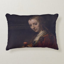 Frau mit einer rosa Gartennelke durch Rembrandt