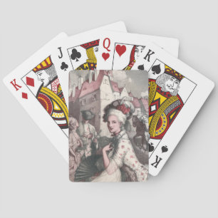 Frau mit Fan in New Amsterdam Spielkarten
