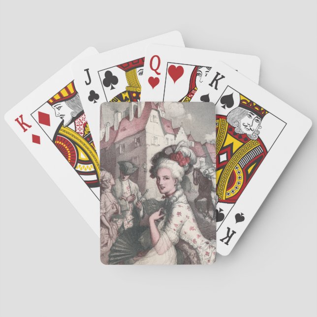 Frau mit Fan in New Amsterdam Spielkarten (Rückseite)