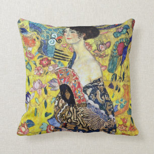 Frau mit Fan von Gustav Klimt Kissen
