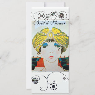 FRAU MIT GELBEM ORIENTALISCHEM TURBAN BRIDAL SHOWE EINLADUNG