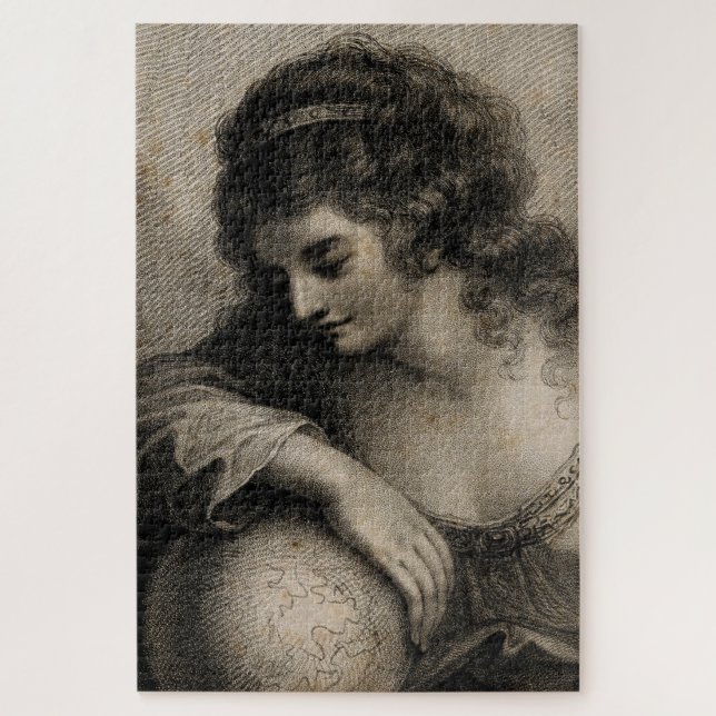 Frau mit Globus Vintage (Vertikal)