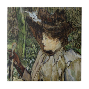 Frau mit Gloves von Toulouse-Lautrec Fliese