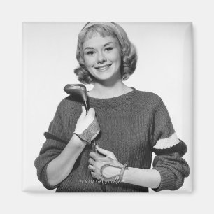 Frau mit Golfschläger Magnet