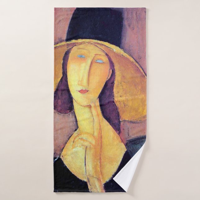 Frau mit Großhut, Modigliani Badehandtuch (Badehandtuch)