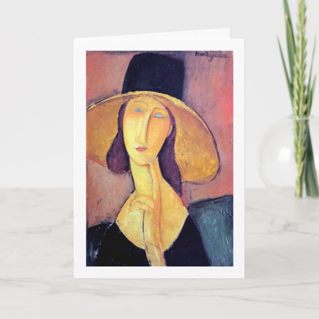 Frau mit Großhut, Modigliani Karte (Vorderseite)