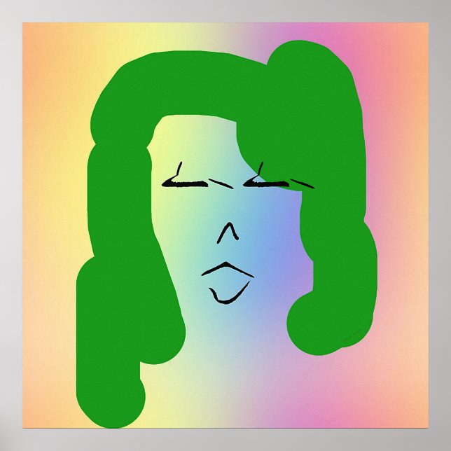 Frau mit grünem Haarbüster Poster (Vorne)