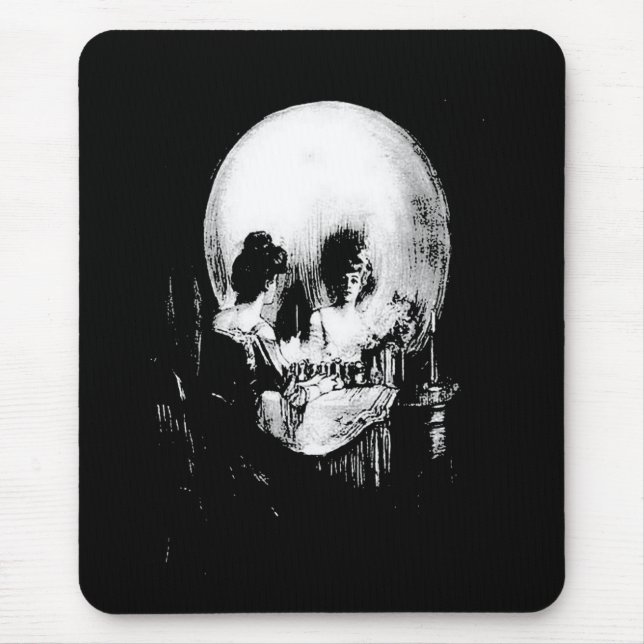 Frau mit Halloween-Reflektion im Spiegel Mousepad (Vorne)