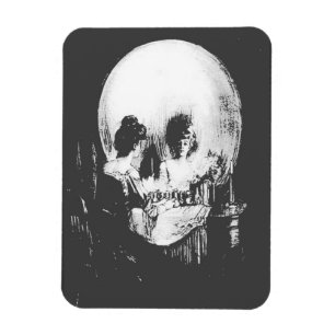 Frau mit Halloween-Totenkopfspiegelung im Spiegel Magnet