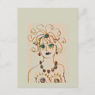 Frau mit Halskette Postkarte