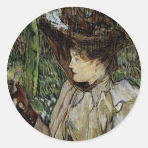 Frau mit Handschuhen von Toulouse-Lautrec Runder Aufkleber
