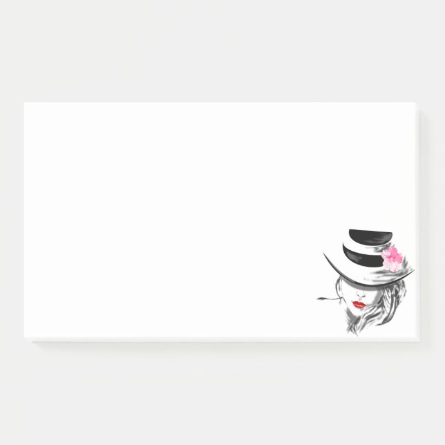 Frau mit Hat Post-it®-Anmerkungen Post-it Klebezettel (Vorderseite)
