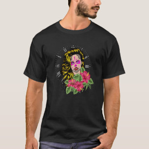 Frau mit Hibiskus Blume Halloween-Outfit T-Shirt