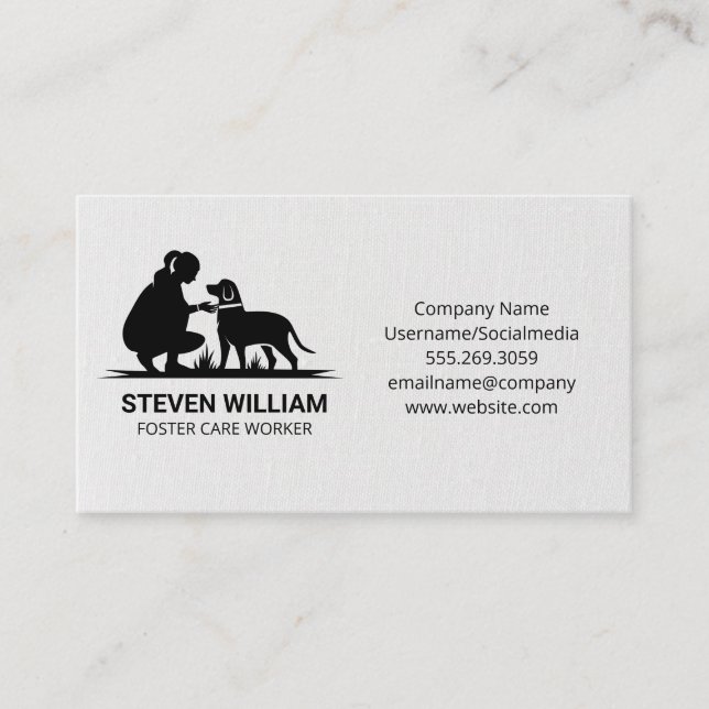 Frau mit Hunde-Logo Visitenkarte (Vorderseite)