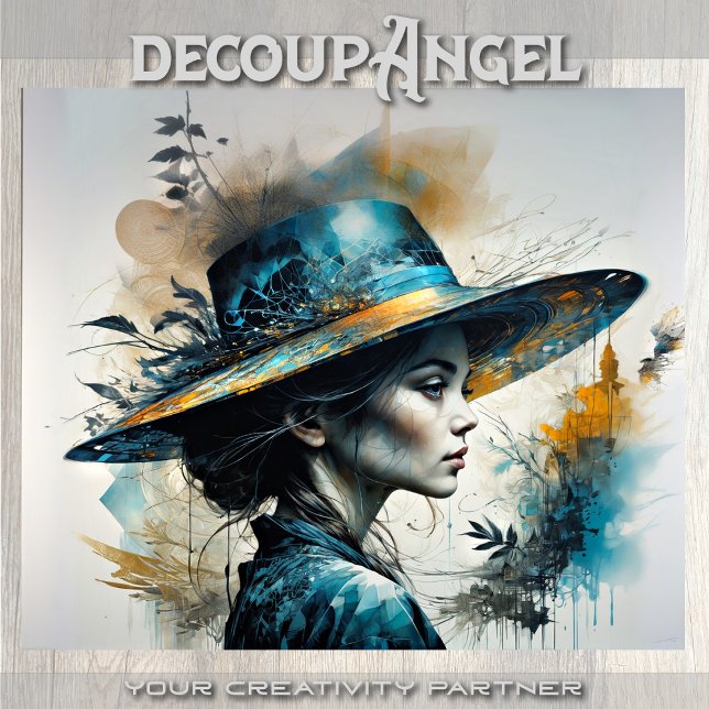 Frau mit Hut - Entcoupage - Seidenpapier (Von Creator hochgeladen)