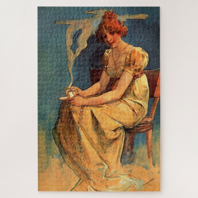 Frau mit Kaffee-Cup - Alphonse Mucha (Vertikal)