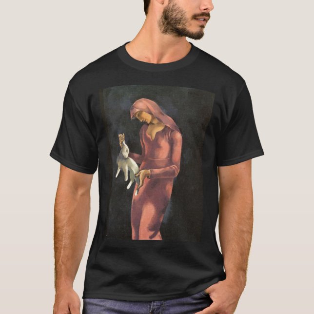 Frau mit Kaninchen T-Shirt (Vorderseite)