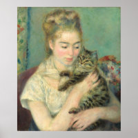 Frau mit Katze - Auguste Renoir Kunstgedicht