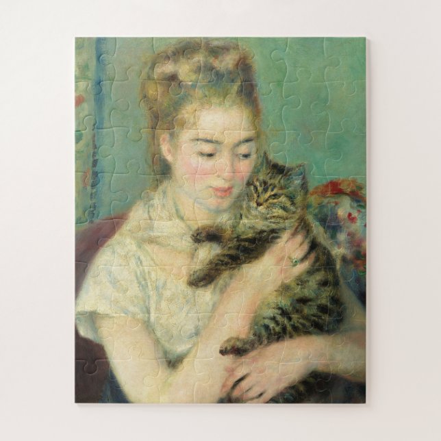 Frau mit Katze von Auguste Renoir (Vertikal)