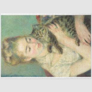 Frau mit Katze von Auguste Renoir Seidenpapier