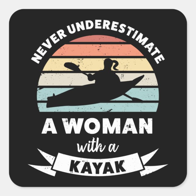 Frau mit Kayak Funny Gift Ehefrau Mama Quadratischer Aufkleber (Vorderseite)