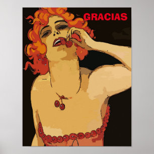 Frau mit Kirschen, Vino Plakat