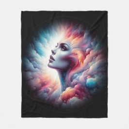 Frau mit kosmischem Aurahaar Fleecedecke