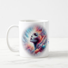 Frau mit kosmischem Aurahaar Kaffeetasse