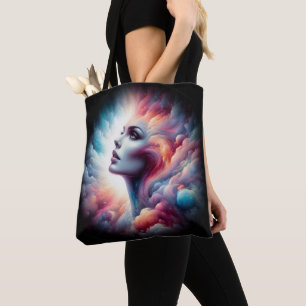 Frau mit kosmischem Aurahaar Tasche