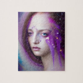 Frau mit Lila Haar-Jigsaw-Puzzle