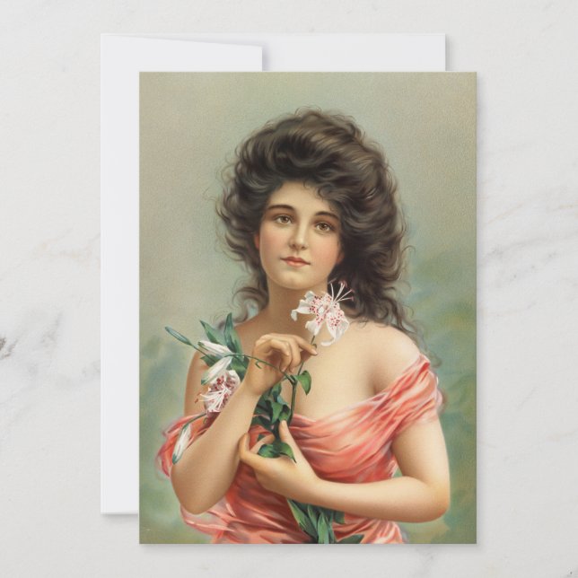 Frau mit Lily | Louis Prang & Co. (Vorderseite)