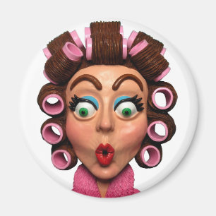 Frau mit Lockenwicklern Magnet