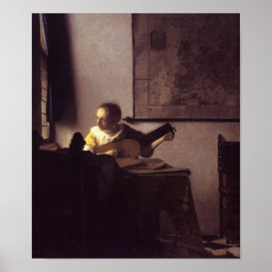 Frau mit Lute Poster