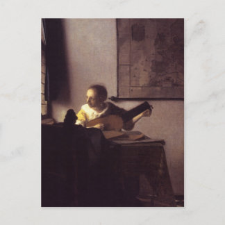 Frau mit Lute Postkarte